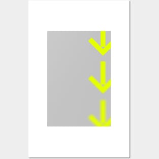 Neon yellow arrows down Posters and Art